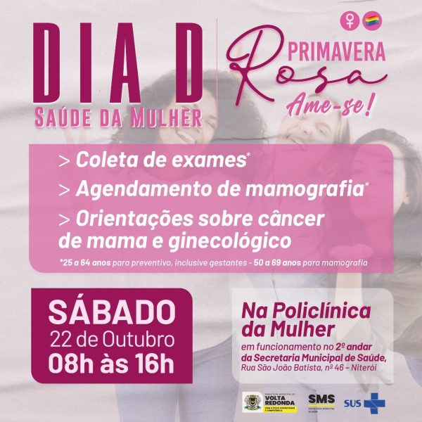 Policlínica da Mulher de Volta Redonda promove ‘Dia D’ de prevenção ao câncer de mama e ginecológico