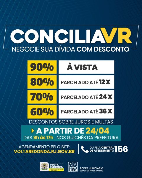 Concilia VR: prefeitura lança Refis com descontos de até 90% em juros e multas
