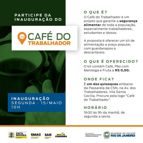 Programa Café do Trabalhador chega a Volta Redonda