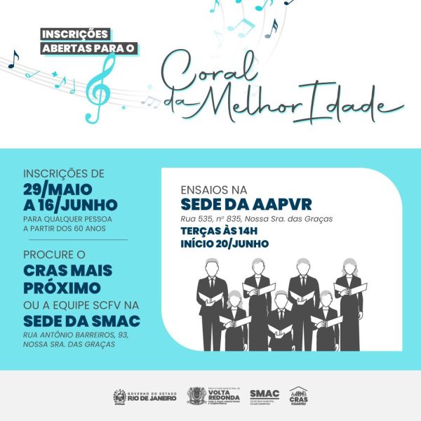 Inscrições para Coral da Melhor Idade de Volta Redonda encerram nesta sexta-feira