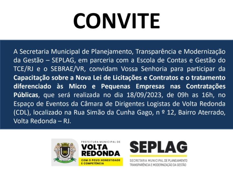 Prefeitura de Volta Redonda promove capacitação sobre Nova Lei de Licitações para Micro e Pequenas Empresas