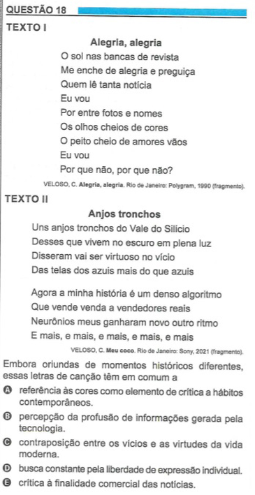 Enem 06/11/2023, Enem: Escritores, lideranças e músicos comentam questões que citam suas obras. Foto: Enem