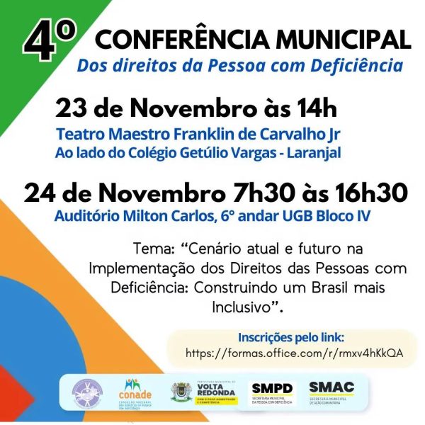 Volta Redonda sedia 4ª Conferência Municipal dos Direitos da Pessoa com Deficiência