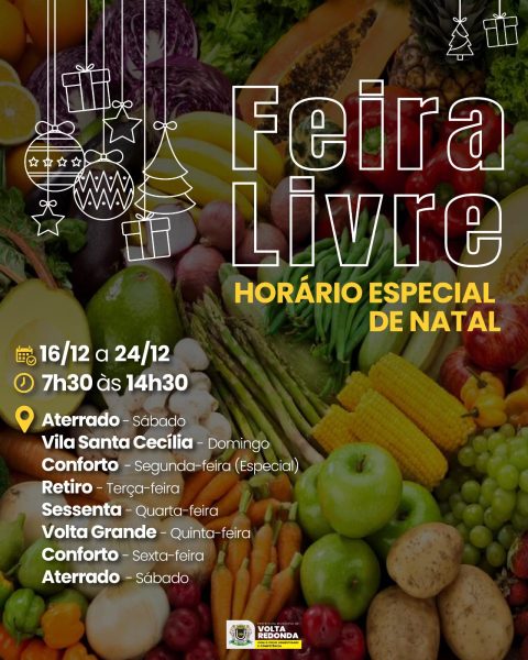 Feira Livre de Volta Redonda terá horário estendido no período de Natal