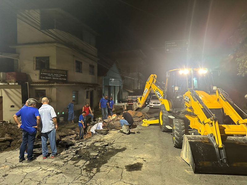 Saae BM realiza manutencao emergencial apos rompimento de tubulacao na Bocaininha