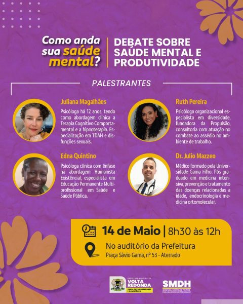 Volta Redonda convida mulheres para ‘Debate sobre Saúde Mental e Produtividade’