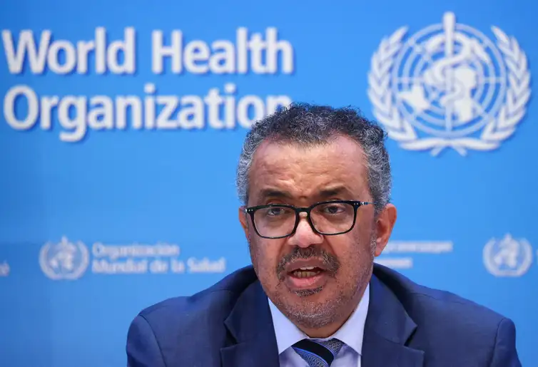 Diretor-geral da OMS, Tedros Adhanom Ghebreyesus, durante coletiva de imprensa em Genebra
20/12/2021 REUTERS/Denis Balibouse