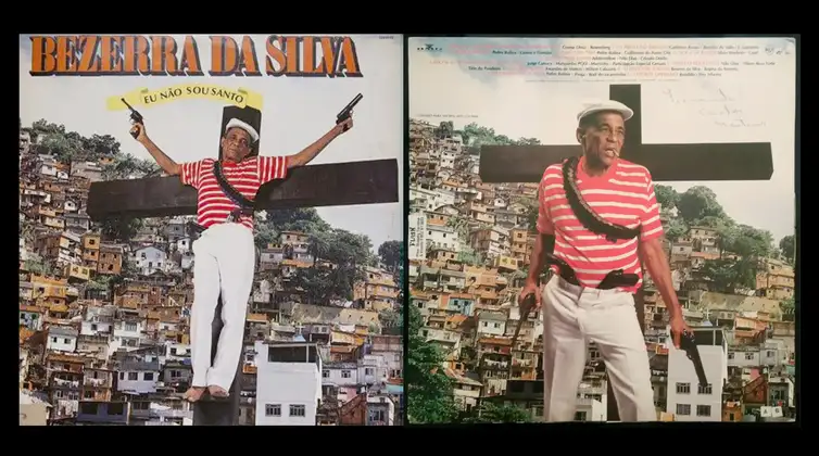 Brasília (DF) 17/01/2025 - Reprodução da capa e contracapa do LP “Eu não sou santo”, gravado por Bezerra da Silva em 1990.
Foto: Gravadora RCA