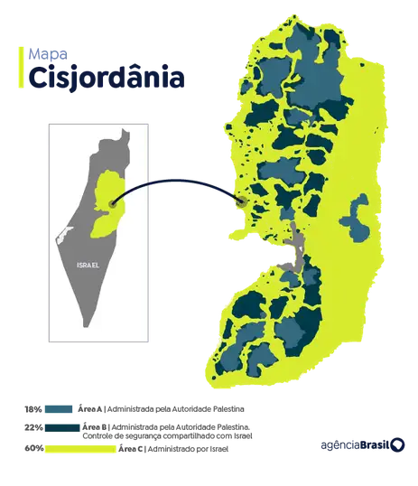 mapa Cisjordânia 