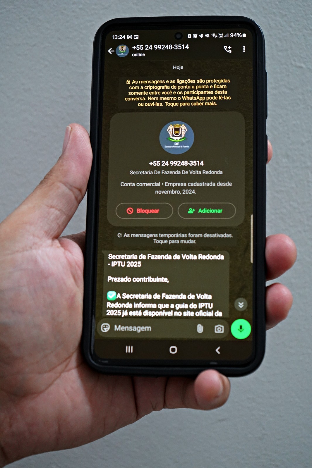 Prefeitura de Volta Redonda lança contatos oficiais de WhatsApp para informações sobre IPTU