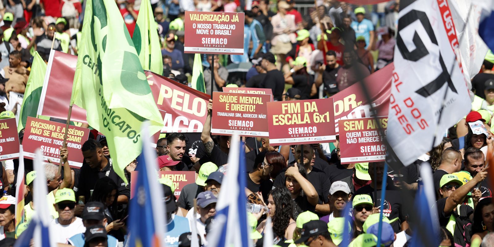 Ato em SP une centrais sindicais e governo pelo fim da escala 6x1