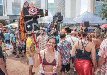 Joédson Alves/Agência Brasil Brasília (DF), 14/02/2026 - Carnaval de rua Bloco Aparelhinho no setor bancário sul, desainer Bruna Daibert
Foto: Joédson Alves/Agência Brasil