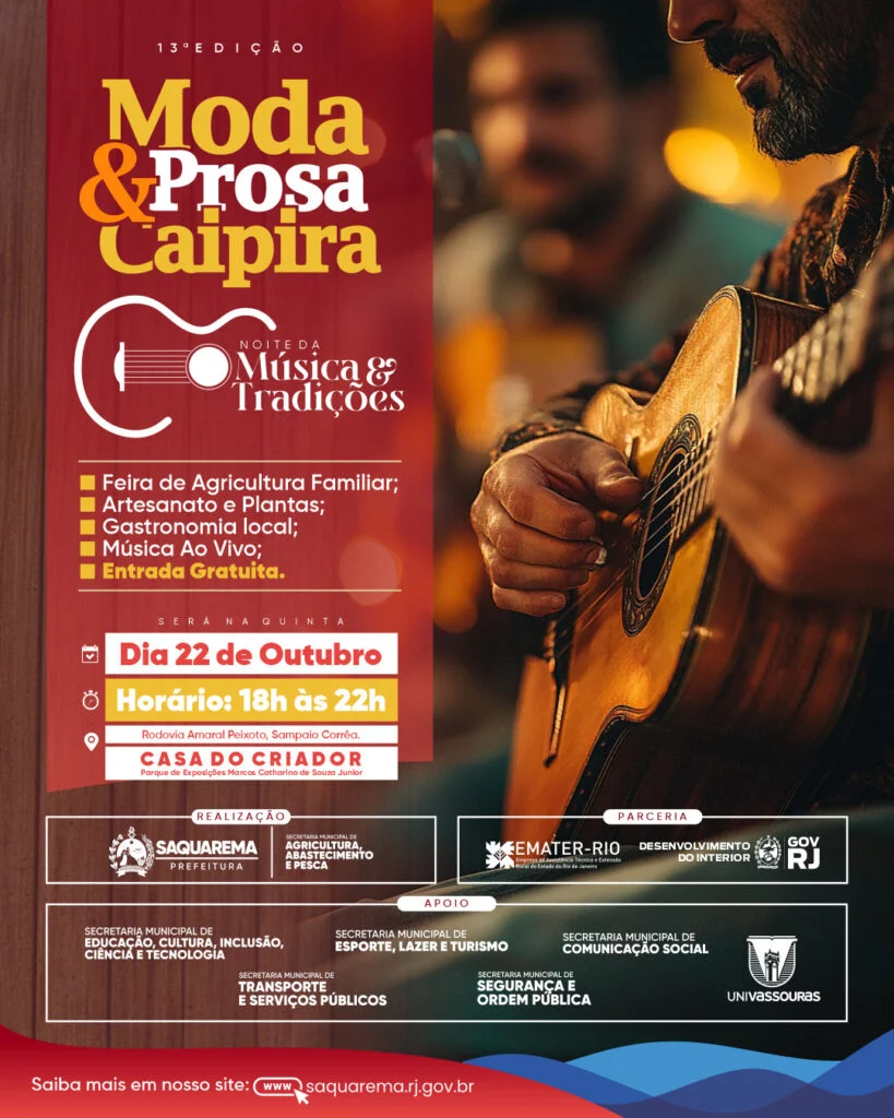 13ª edição da Moda & Prosa Caipira acontece no dia 22 de outubro, em Saquarema