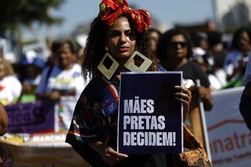 Rio de Janeiro (RJ), 27/07/2025 – XI Marcha das Mulheres Negras, em Copacabana, mobilização contra o racismo, por justiça e bem viver. Foto: Fernando Frazão/Agência Brasil