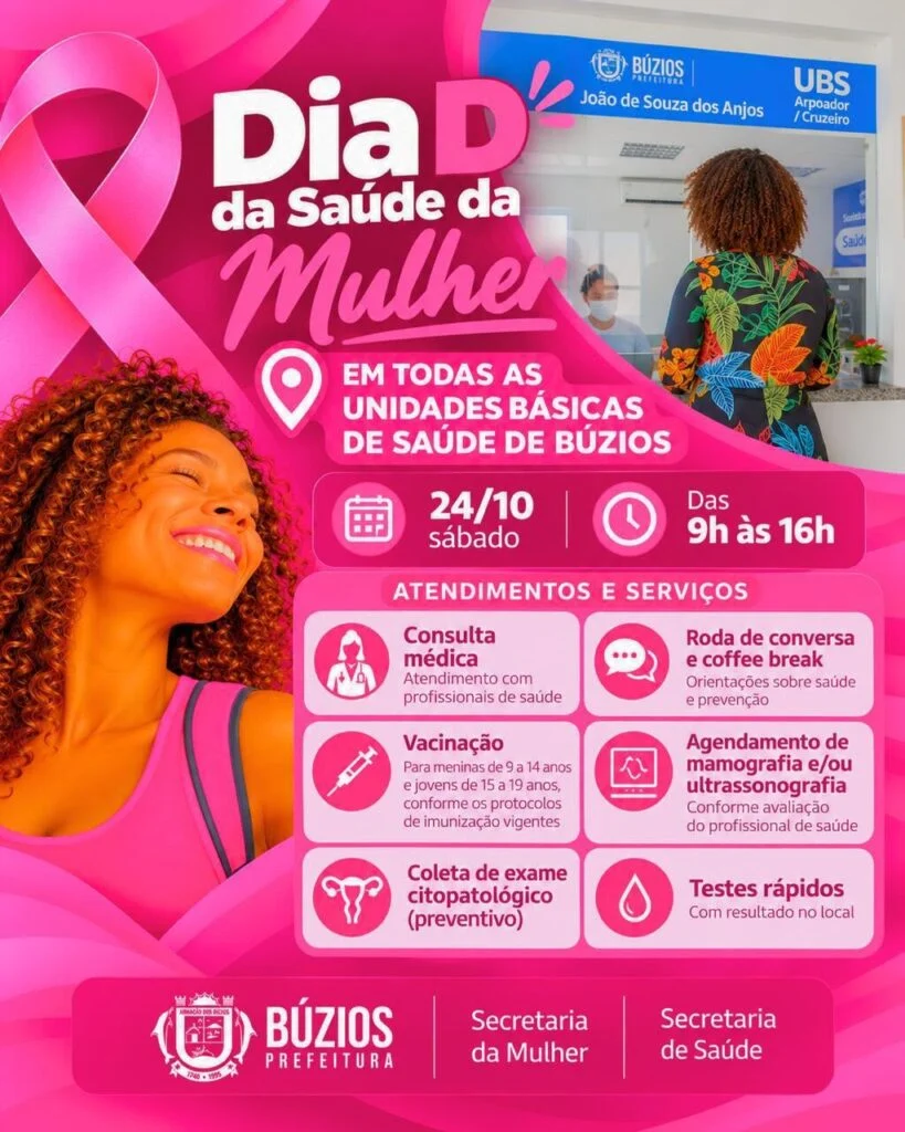 Búzios terá Dia D de cuidados com a saúde da mulher no Outubro Rosa, com trilha no Mangue de Pedras e atendimentos nas UBS