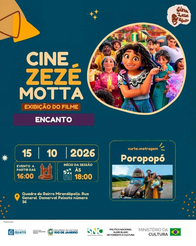 Cine Zezé Motta retorna a Quatis com programação gratuita na próxima quinta-feira