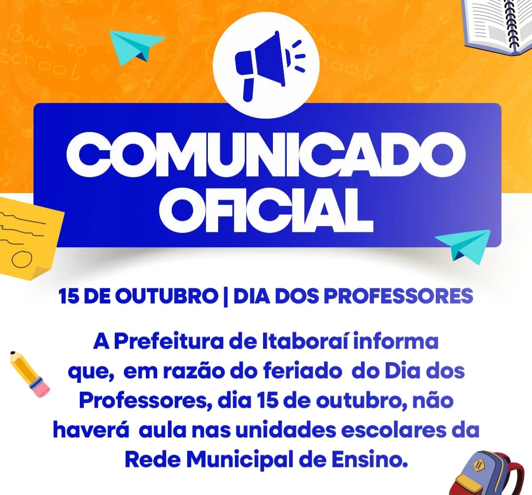 Itaboraí suspende aulas e atividades administrativas da Educação no Dia dos Professores