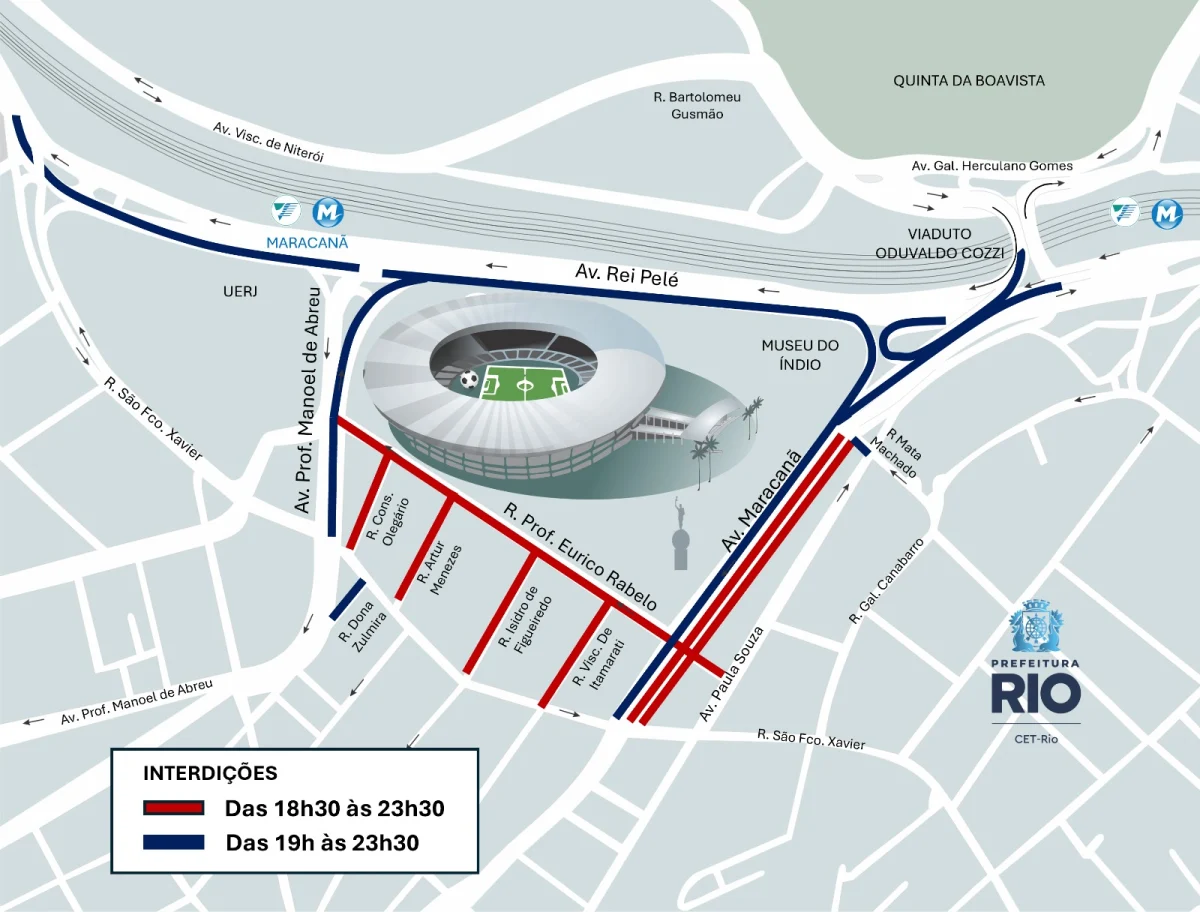 Maracanã recebe operação de trânsito para jogo entre Flamengo e Atlético-MG na segunda-feira