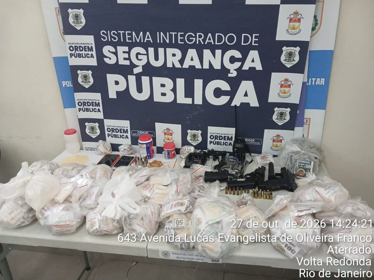 Ordem Pública e Guarda Municipal de Volta Redonda apreendem armas, munições e grande quantidade de drogas