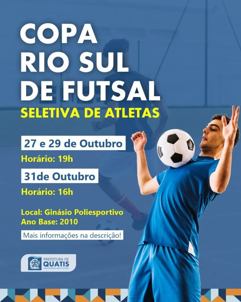 Quatis abre seletivas para formar equipe que disputará a Copa Rio Sul de Futsal 2027